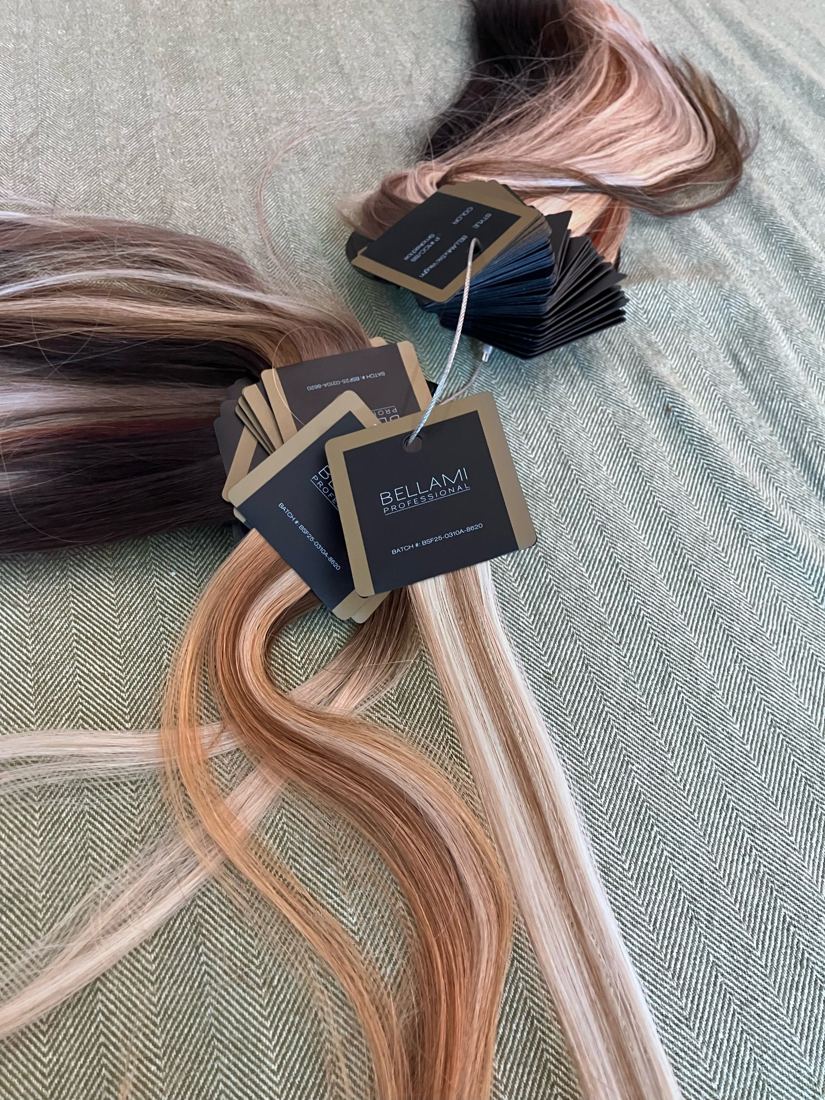 Copper, rose and platinum Bellami extension swatches
